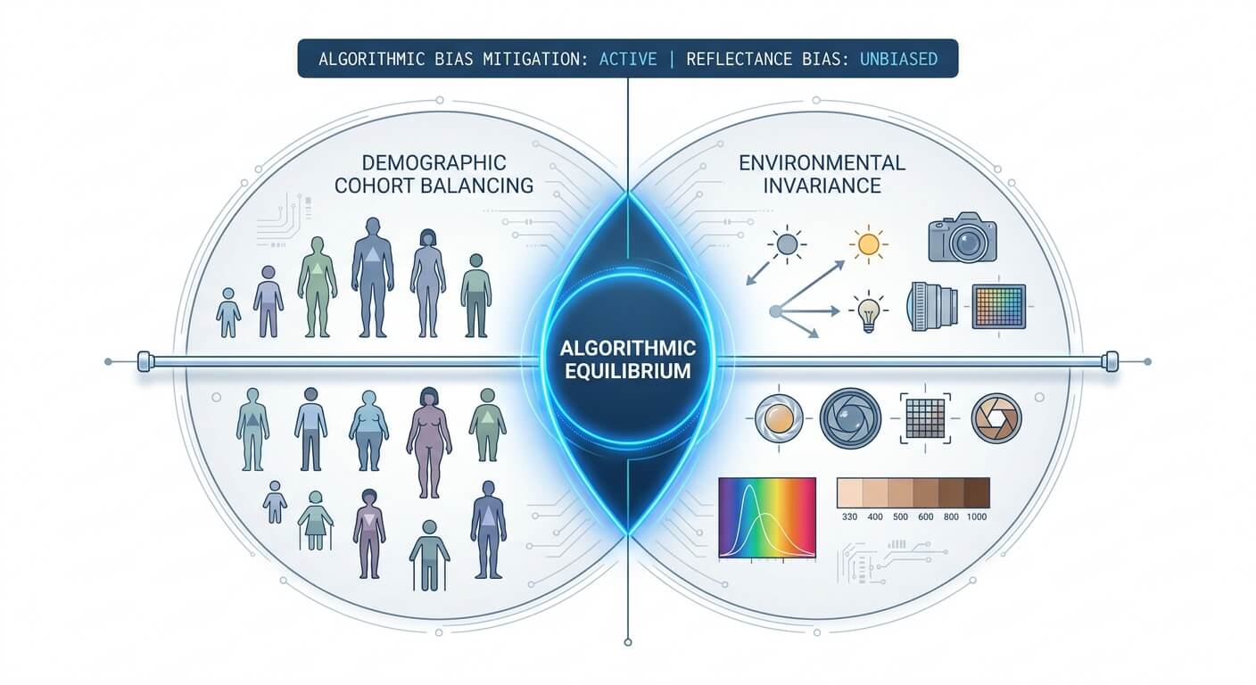 Diagram illustrating algorithmic equity and bias mitigation