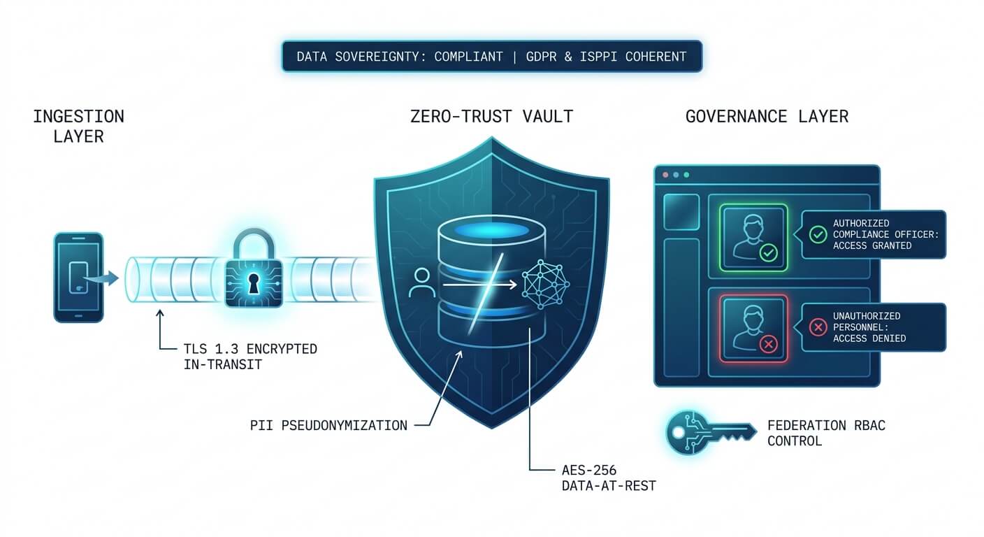 Diagram illustrating security, privacy and data governance